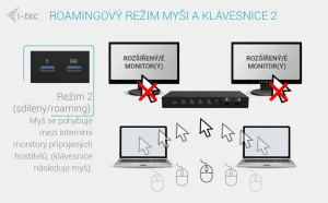 i-tec USB-C KVM dokovací stanice, 3 hostitele, 2x displej - obrázek 5