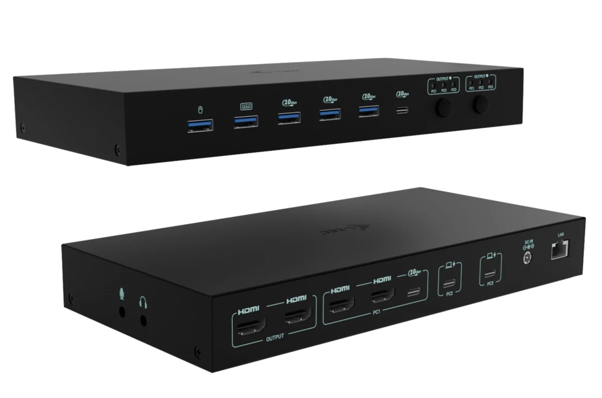 i-tec USB-C KVM dokovací stanice, 3 hostitele, 2x displej