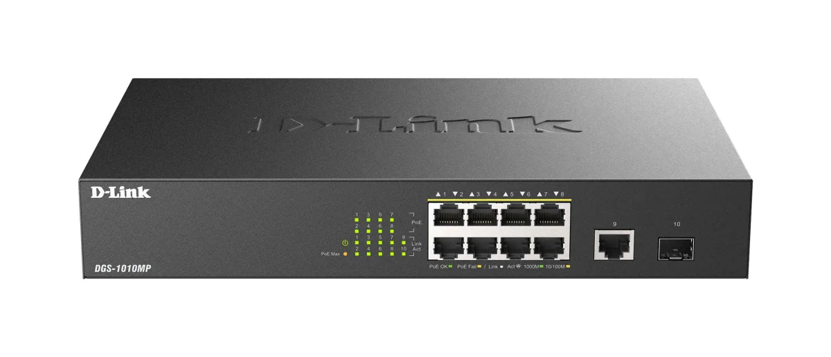 D-Link DGS-1010MP/E 10x 1000 Desktop PoE+ switch