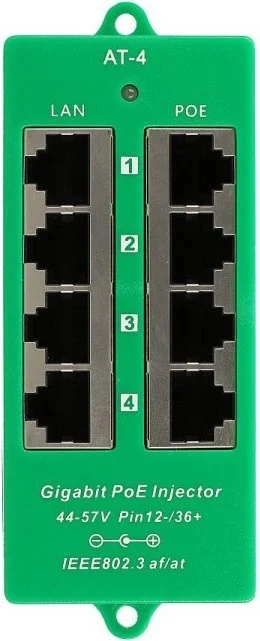 MaxLink Gigabitový 4-portový PoE panel, 802.3af/at