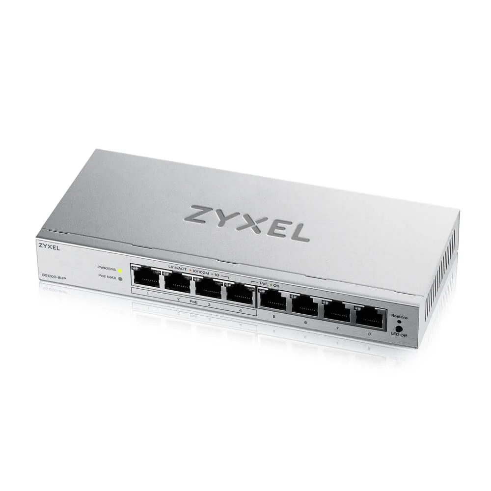 ZYXEL GS1200-8HP v3, 8x Gigabit PoE+ switch