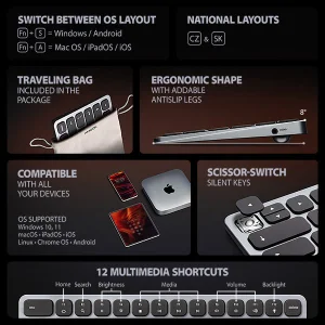 AXAGON HMC-KB-CS, USB 5Gbps hub s CZ/SK klávesnicí, HDMI 4K/60Hz, 3x USB-A, SD/mSD, audio, PD 100W - obrázek 12