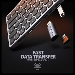 AXAGON HMC-KB-CS, USB 5Gbps hub s CZ/SK klávesnicí, HDMI 4K/60Hz, 3x USB-A, SD/mSD, audio, PD 100W - obrázek 6