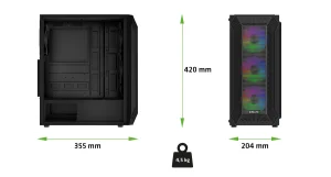 EVOLVEO Xenon, Midi Tower/4x ARGB/mesh+sklo - obrázek 7