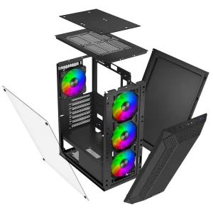 EVOLVEO Xenon, Midi Tower/4x ARGB/mesh+sklo - obrázek 8