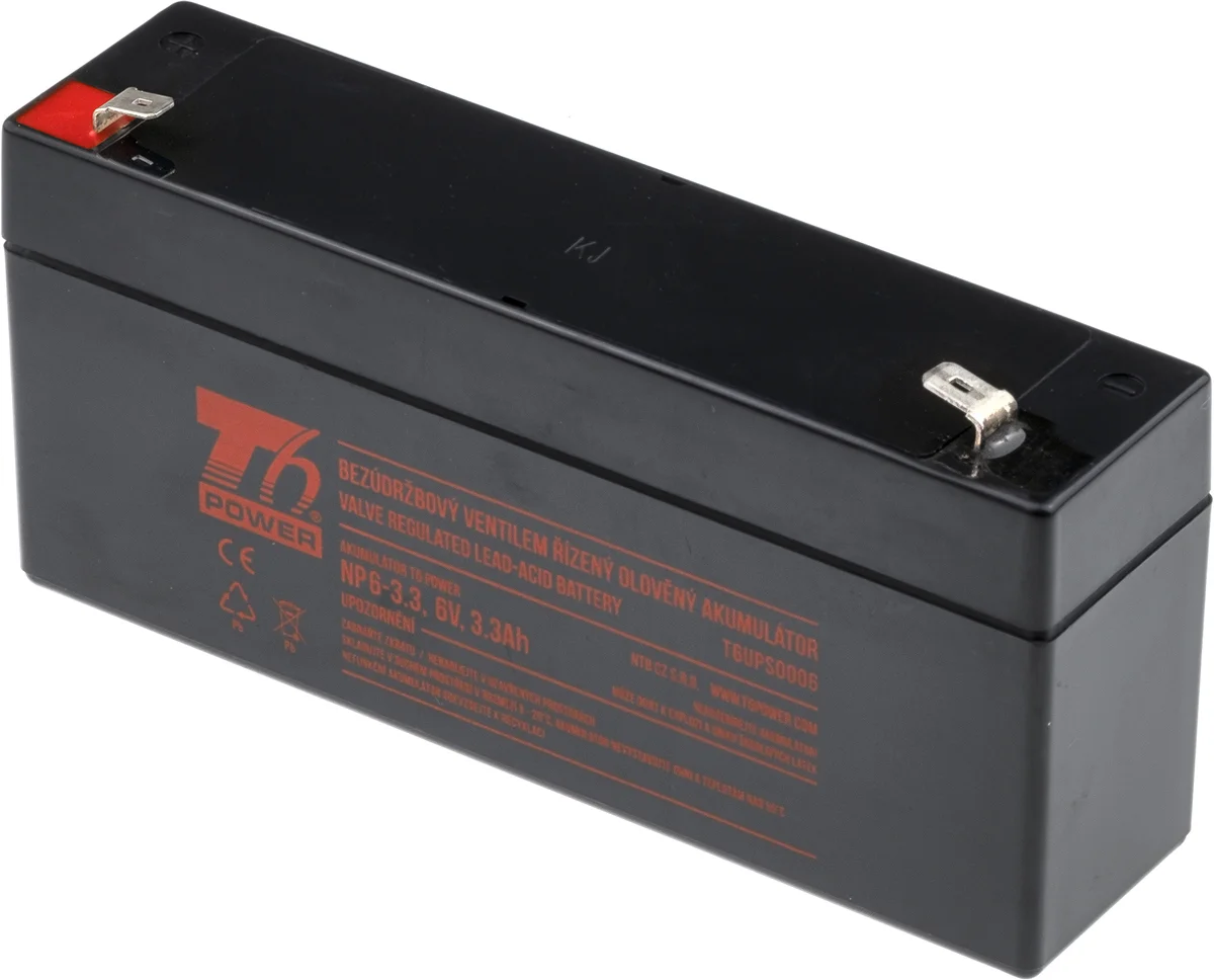Akumulátor T6 Power NP6-3.3, 6V, 3,3Ah, F1
