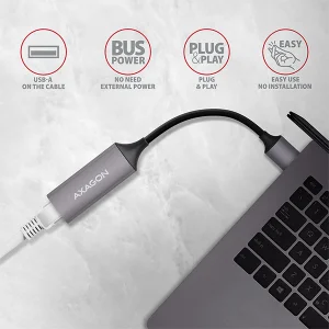 AXAGON ADE-TR, USB-A 3.2 Gen 1 - Gigabit Ethernet síťová karta, auto instal, titanově šedá - obrázek 6