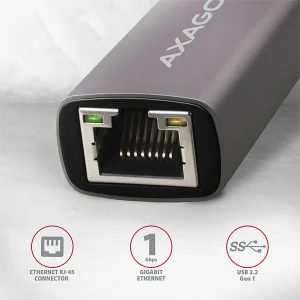 AXAGON ADE-TR, USB-A 3.2 Gen 1 - Gigabit Ethernet síťová karta, auto instal, titanově šedá - obrázek 7