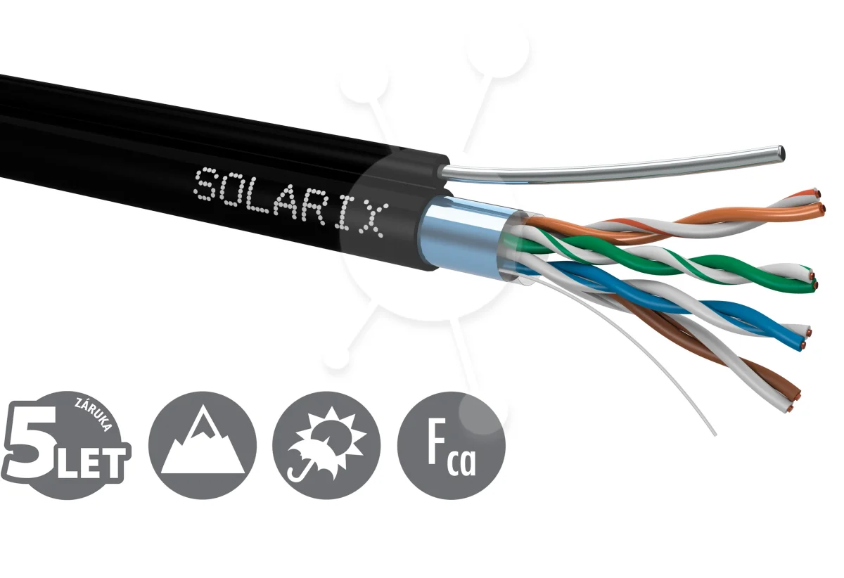 Instalační kabel Solarix CAT5E FTP PE Fca samonosný 305m/cívka SXKD-5E-FTP-PE-SAM