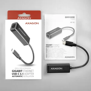 AXAGON ADE-SRC, USB-C 3.2 Gen 1 - Gigabit Ethernet síťová karta, auto instal, černá - obrázek 3