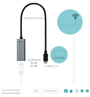 i-tec USB-C Metal 2.5Gbps Ethernet Adapter - obrázek 8