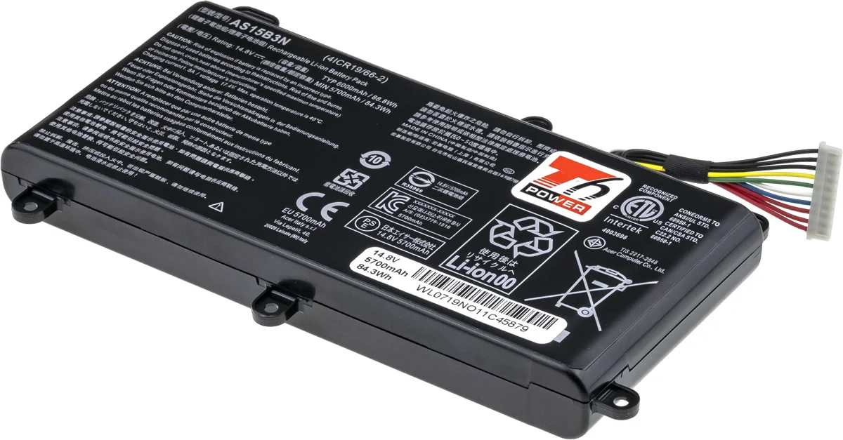 Baterie T6 Power pro Acer Predator 15 G9-591, G9-592, 17 G9-791, G9-792, 6000mAh, 88Wh, 8cell