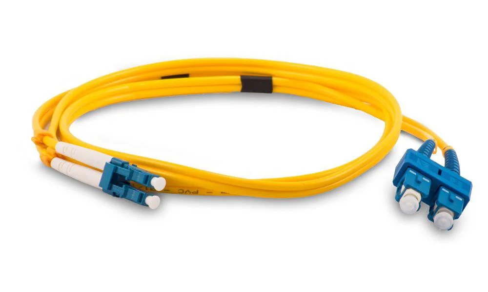 Optický patchkabel duplexní, LC/UPC-SC/UPC 9/125um SM, 20m, OS2