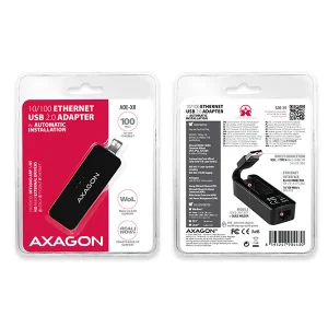 AXAGON ADE-XR, USB 2.0 - Fast Ethernet síťová karta, auto instal, černá - obrázek 4