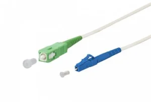 SC/APC - LC/UPC simplex 9/125 SM 1m arm.bílý 3mm B3 LSZH