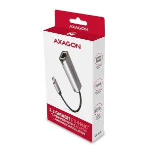 AXAGON ADE-25RC USB-C 3.2 Gen 1 - 2.5 Gigabit Ethernet síťová karta, Realtek 8156, auto install,šedá - obrázek 2