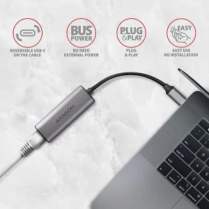 AXAGON ADE-25RC USB-C 3.2 Gen 1 - 2.5 Gigabit Ethernet síťová karta, Realtek 8156, auto install,šedá - obrázek 6