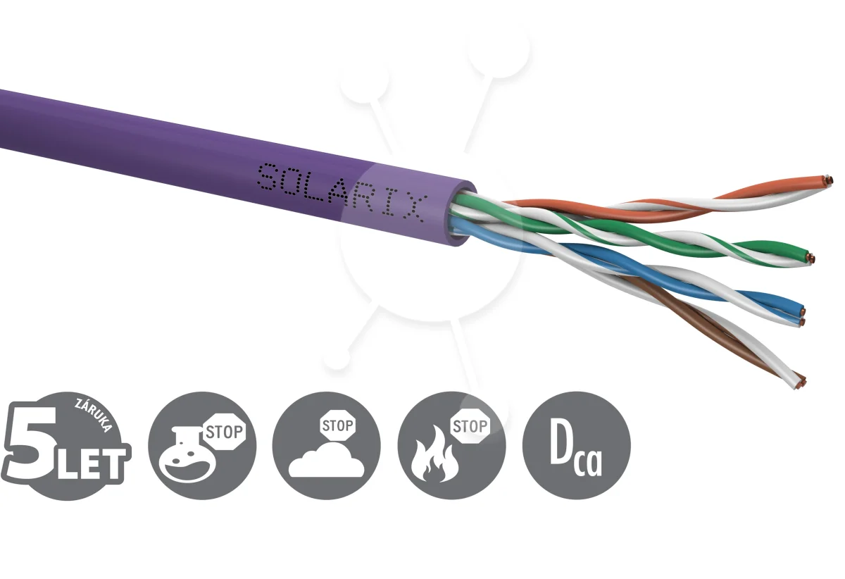 Instalační kabel Solarix CAT5E UTP LSOH Dca-s1,d2,a1 100m/box SXKD-5E-UTP-LSOH