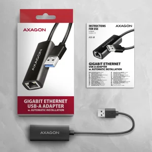 AXAGON ADE-AR, USB-A 3.2 Gen 1 - Gigabit Ethernet síťová karta, Realtek 8153, auto instal - obrázek 2