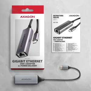 AXAGON ADE-TXPD, USB-C 3.2 Gen 1 - Gigabit Ethernet síťová karta, Asix AX88179, PD 100W, auto instal - obrázek 3