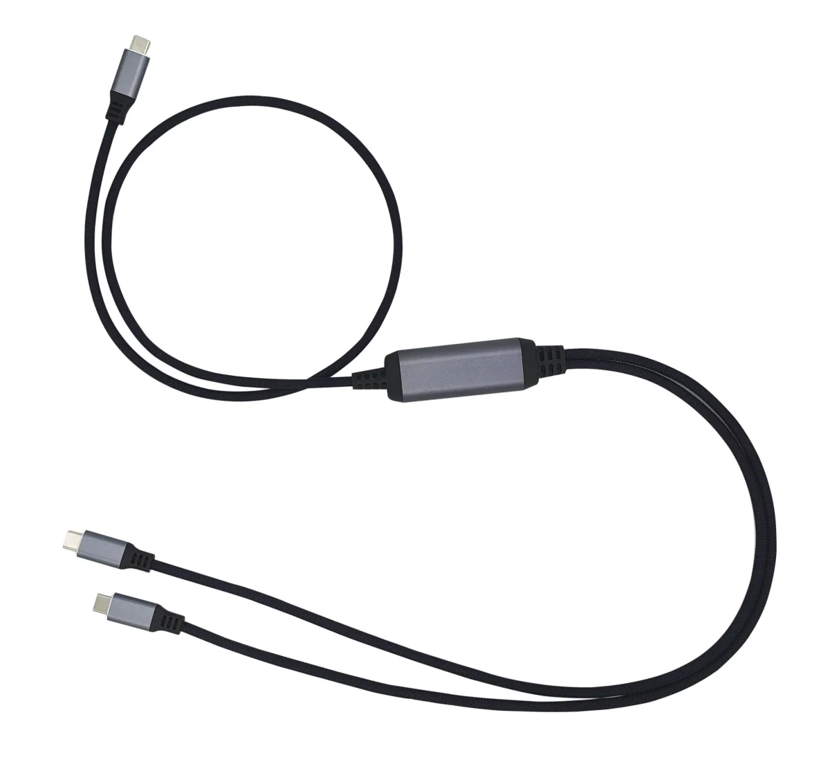 Kabel C-TECH USB Type-C PD 100W power splitter, 0,7m + 2x0,5m, černý