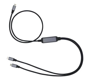 Kabel C-TECH USB Type-C PD 100W power splitter, 0,7m + 2x0,5m, černý