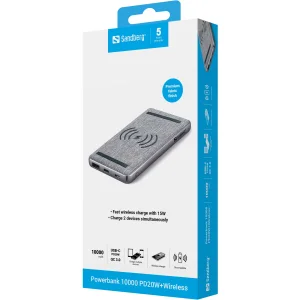 Sandberg Powerbank 10000 PD20W+Wireless - obrázek 2