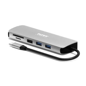 PORT CONNECT USB-C dokovací stanice 9v1, 85W PD, hliníková