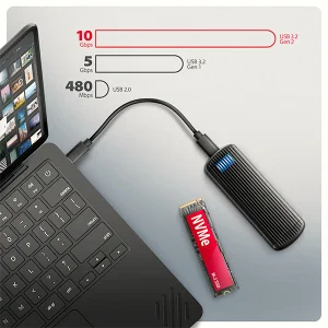 AXAGON EEM2-SC, USB-C 10Gbps externí box pro M.2 NVMe SSD, bezšroubový, žebrovaný hliník - obrázek 2