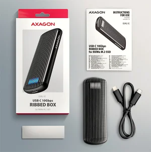 AXAGON EEM2-SC, USB-C 10Gbps externí box pro M.2 NVMe SSD, bezšroubový, žebrovaný hliník - obrázek 4