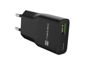 Univerzální USB nabíječka Natec RIBERA GaN SLIM, 20 W, 1X USB-A + 1X USB-C, Černá - obrázek 2