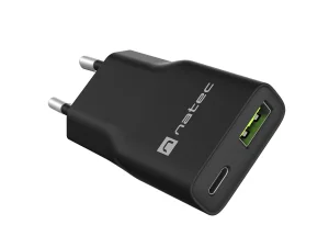 Univerzální USB nabíječka Natec RIBERA GaN SLIM, 20 W, 1X USB-A + 1X USB-C, Černá - obrázek 4