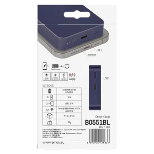 EMOS POWERBANKA WI 1046, bezdrátové nabíjení 20W, 10.000mAh, MODRÁ, 1xUSB-C - obrázek 5