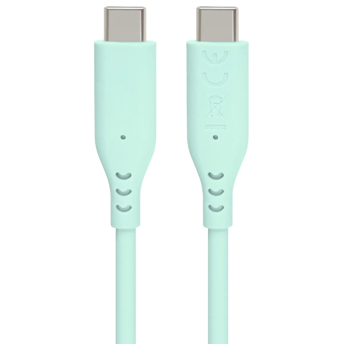 PremiumCord silikonový USB-C 60W, tyrkysový, 1.5m