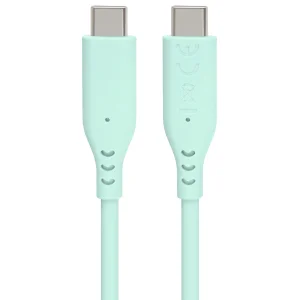 PremiumCord silikonový USB-C 60W, tyrkysový, 1.5m