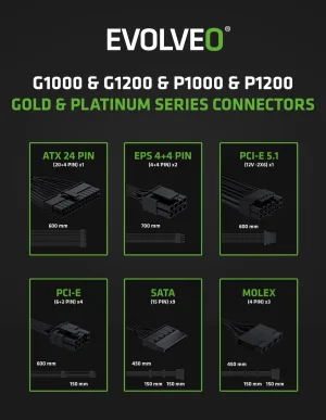 EVOLVEO G1200, 1200W/ ATX 3.1/ 80+ GOLD/ Modular - obrázek 2
