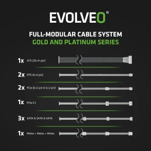 EVOLVEO P1000, 1000W/ ATX 3.1/ 80+ PLATINUM/ - obrázek 12