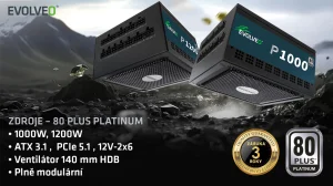 EVOLVEO P1000, 1000W/ ATX 3.1/ 80+ PLATINUM/ - obrázek 3