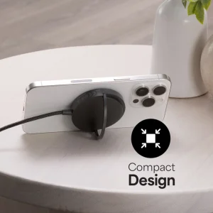 Qi2 magnetic charger with kickstand - black