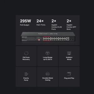 MERCUSYS MS126CP 24xFE PoE+ 2xGb switch - obrázek 3