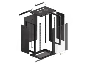 LANBERG 19" RACKOVÁ SKŘÍŇ PRO MONTÁŽ NA STĚNU 18U/600X450 (FLAT PACK) S PROSKLENÝMI DVEŘMI ČERNÁ V2 - obrázek 3