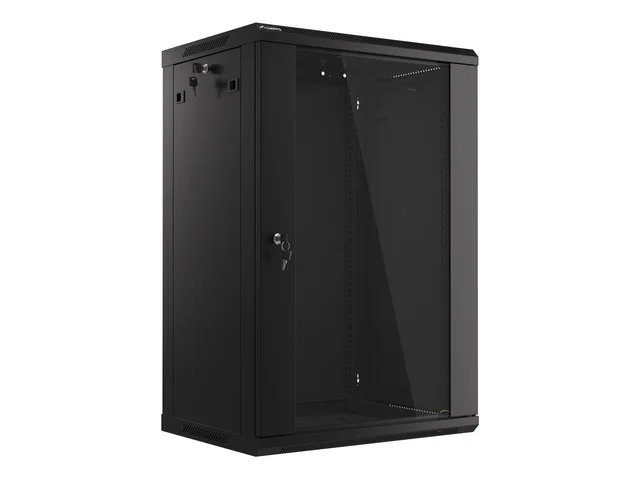LANBERG 19" RACKOVÁ SKŘÍŇ PRO MONTÁŽ NA STĚNU 18U/600X450 (FLAT PACK) S PROSKLENÝMI DVEŘMI ČERNÁ V2