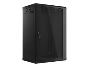 LANBERG 19" RACKOVÁ SKŘÍŇ PRO MONTÁŽ NA STĚNU 18U/600X450 (FLAT PACK) S PROSKLENÝMI DVEŘMI ČERNÁ V2