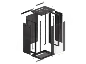 LANBERG 19" RACKOVÁ SKŘÍŇ PRO MONTÁŽ NA STĚNU 22U/600X450 (FLAT PACK) S PROSKLENÝMI DVEŘMI ČERNÁ V2 - obrázek 7