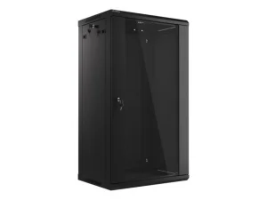 LANBERG 19" RACKOVÁ SKŘÍŇ PRO MONTÁŽ NA STĚNU 22U/600X450 (FLAT PACK) S PROSKLENÝMI DVEŘMI ČERNÁ V2