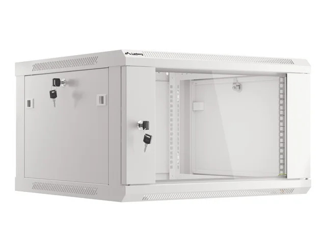 LANBERG 19" RACKOVÁ SKŘÍŇ PRO MONTÁŽ NA STĚNU 6U/600X600 (FLAT PACK) S PROSKLENÝMI DVEŘMI ŠEDÁ V2