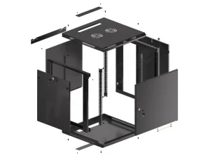 LANBERG RACKOVÁ SKŘÍŇ 19" NÁSTĚNNÁ 12U/600X600 PRO VLASTNÍ MONTÁŽ S KOVOVÝMI DVEŘMI ČERNÁ - obrázek 4