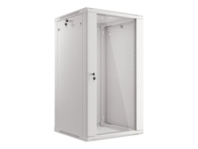 LANBERG 19" RACKOVÁ SKŘÍŇ PRO MONTÁŽ NA STĚNU 22U/600X600 (FLAT PACK) S PROSKLENÝMI DVEŘMI ŠEDÁ V2