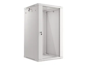 LANBERG 19" RACKOVÁ SKŘÍŇ PRO MONTÁŽ NA STĚNU 22U/600X600 (FLAT PACK) S PROSKLENÝMI DVEŘMI ŠEDÁ V2