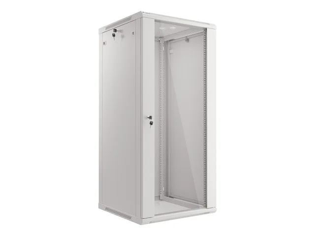 LANBERG RACKOVÁ SKŘÍŇ 19" NÁSTĚNNÁ 27U/600X600 (FLAT PACK) S PROSKLENÝMI DVEŘMI ŠEDÁ V2